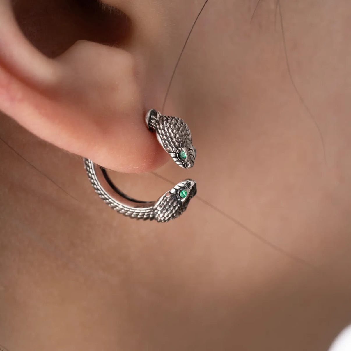 Unisex Antique finish snake Earrings | With Certificate of Authenticity and 925 Hallmark - caratsutra