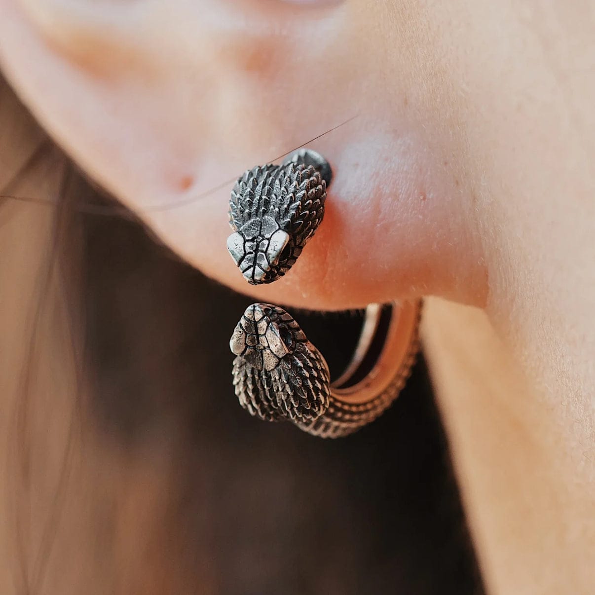 Unisex Antique finish snake Earrings | With Certificate of Authenticity and 925 Hallmark - caratsutra