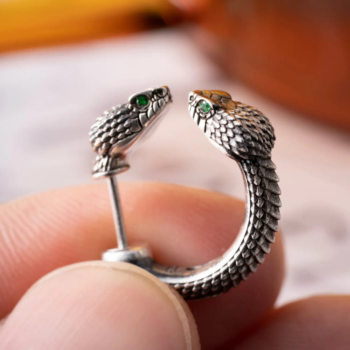 Unisex Antique finish snake Earrings | With Certificate of Authenticity and 925 Hallmark - caratsutra