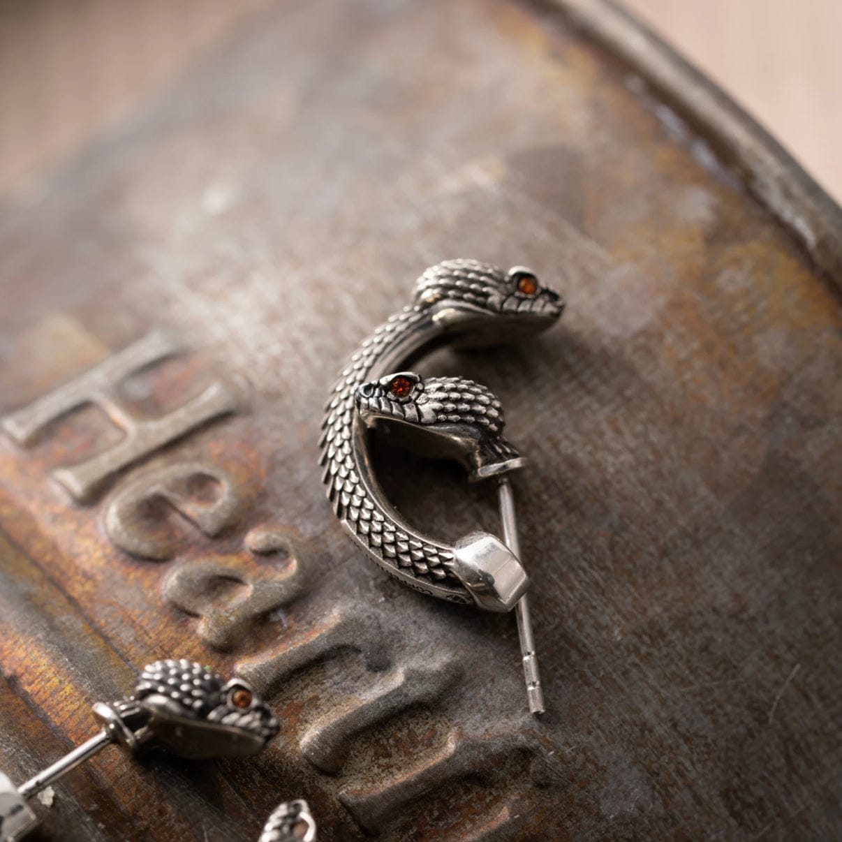 Unisex Antique finish snake Earrings | With Certificate of Authenticity and 925 Hallmark - caratsutra