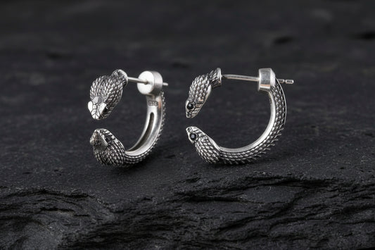 Unisex Antique finish snake Earrings | With Certificate of Authenticity and 925 Hallmark - caratsutra