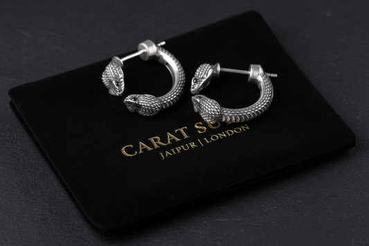 Unisex Antique finish snake Earrings | With Certificate of Authenticity and 925 Hallmark - caratsutra