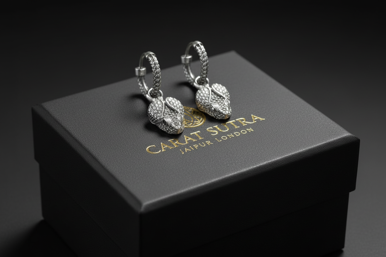 Unisex Antique finish 3D Rattlesnake Earrings | With Certificate of Authenticity and 925 Hallmark - caratsutra