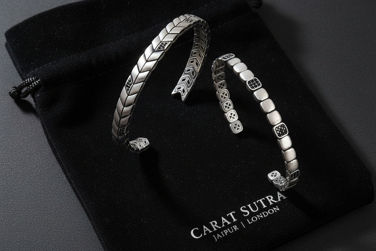 Square Adjustable Cuff Style Bangle/kadaa/Handcuff | 925 Sterling Silver Bracelet | With Certificate of Authenticity and 925 Hallmark - caratsutra