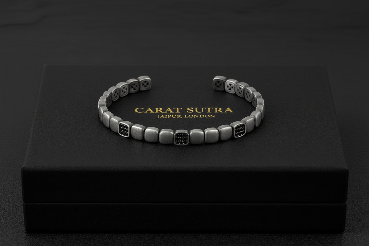 Square Adjustable Cuff Style Bangle/kadaa/Handcuff | 925 Sterling Silver Bracelet | With Certificate of Authenticity and 925 Hallmark - caratsutra