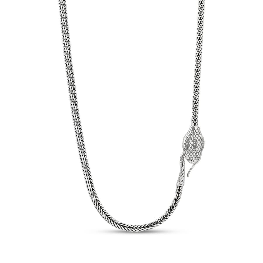 4mm wide Anaconda - Fox Tail Chain | 925 Sterling Silver Chain | With Certificate of Authenticity and 925 Hallmark - caratsutra