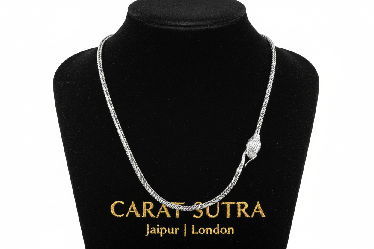 4mm wide Anaconda - Fox Tail Chain | 925 Sterling Silver Chain | With Certificate of Authenticity and 925 Hallmark - caratsutra