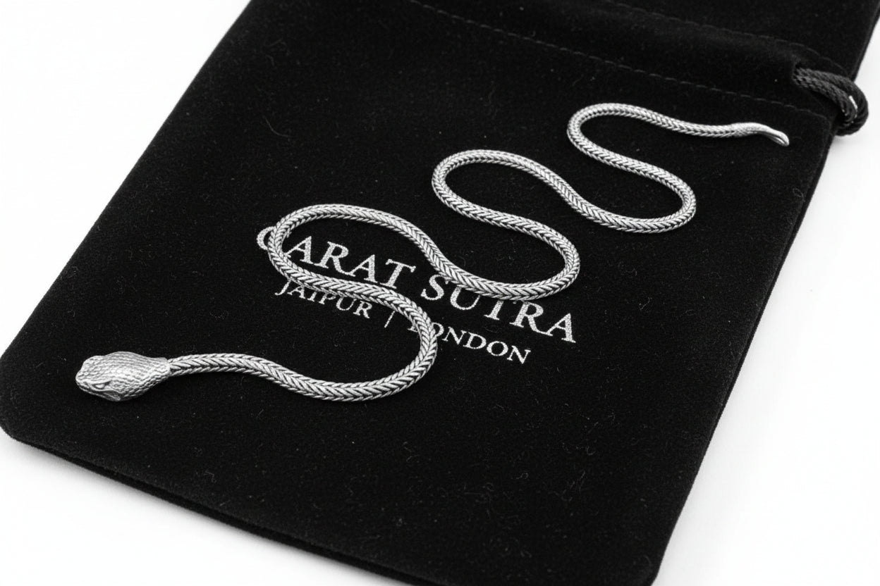 4mm wide Anaconda - Fox Tail Chain | 925 Sterling Silver Chain | With Certificate of Authenticity and 925 Hallmark - caratsutra