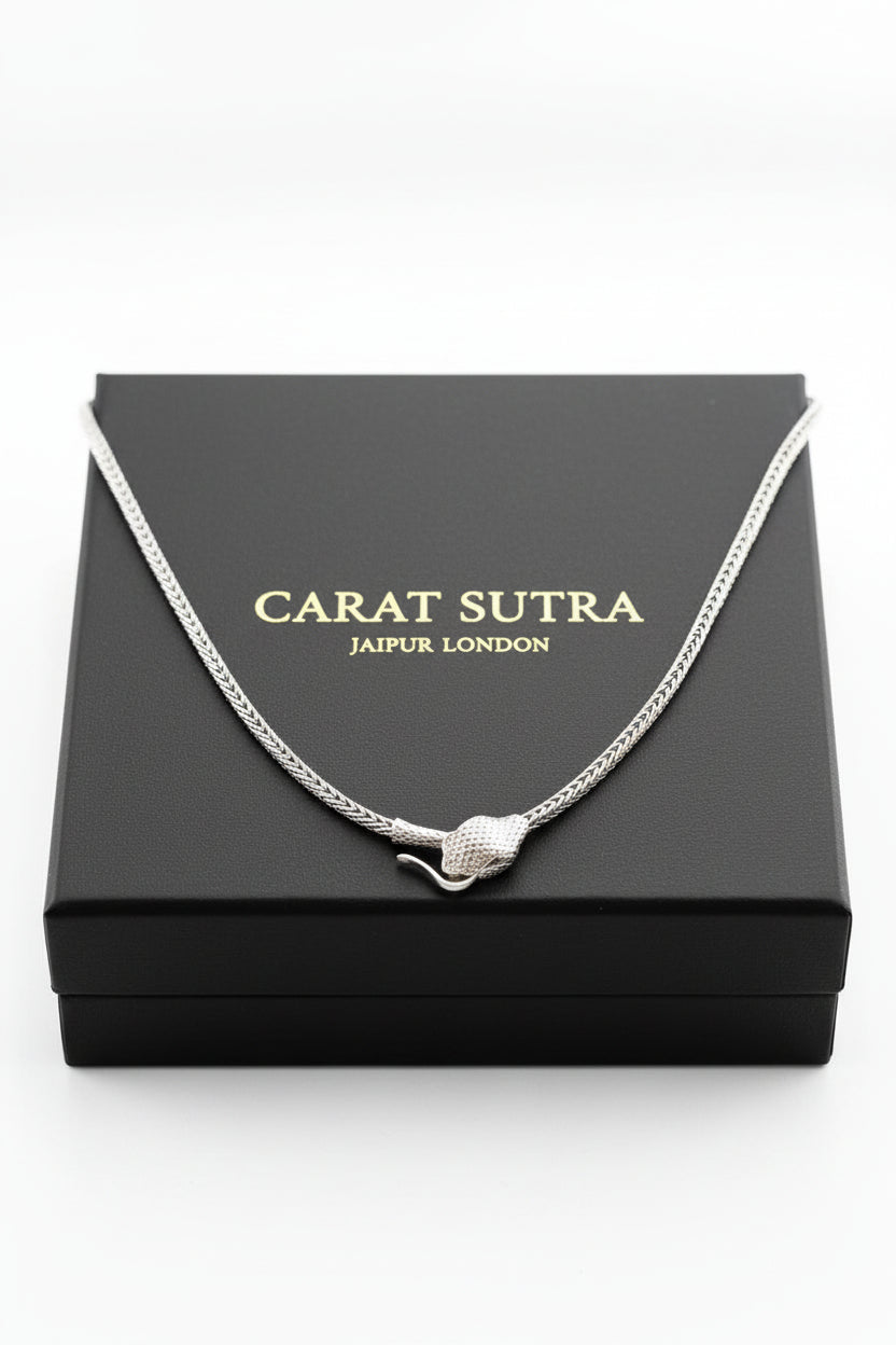 4mm wide Anaconda - Fox Tail Chain | 925 Sterling Silver Chain | With Certificate of Authenticity and 925 Hallmark - caratsutra