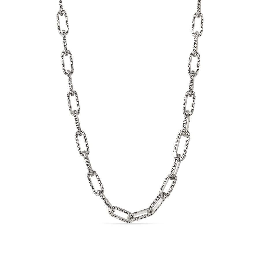 8mm wide Unique Heracles Engraved Box type Handmade Chain | 925 Sterling Silver Chain | With Certificate of Authenticity and 925 Hallmark - caratsutra