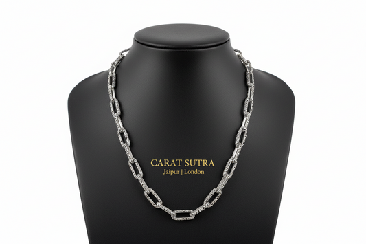 8mm wide Unique Heracles Engraved Box type Handmade Chain | 925 Sterling Silver Chain | With Certificate of Authenticity and 925 Hallmark - caratsutra