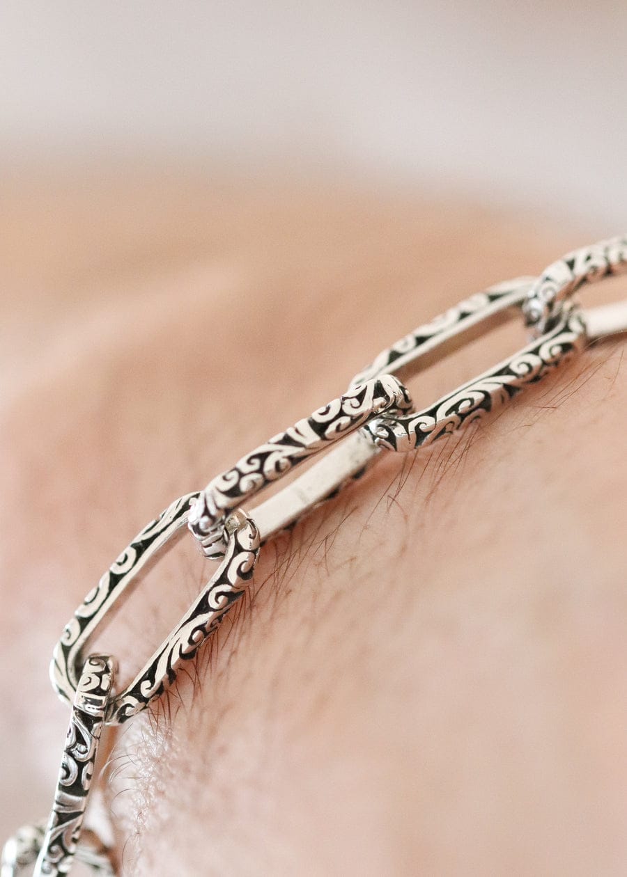 8mm wide Unique Heracles Engraved Box type Handmade Chain | 925 Sterling Silver Chain | With Certificate of Authenticity and 925 Hallmark - caratsutra