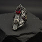 35g, Zulfiqar Sword Ring studded with Red Zircon stone  | 925 Sterling Silver Oxidized Ring | With Certificate of Authenticity and 925 Hallmark - caratsutra