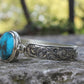 Hand-Engraved Bracelet Cuff with 35 Ct Natural Irani Turquoise | 925 Sterling Silver Bracelet | With Certificate of Authenticity and 925 Hallmark