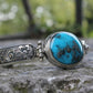 Hand-Engraved Bracelet Cuff with 35 Ct Natural Irani Turquoise | 925 Sterling Silver Bracelet | With Certificate of Authenticity and 925 Hallmark