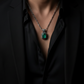 Fluer-de-Lis Designed Silver Pendant in 8.5ct Natural Zambian Emerald, 925 Sterling Silver Pendant | With Certificate of Authenticity and 925 Hallmark