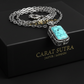 Fluer-de-Lis Designed Silver Pendant in 20ct Natural Irani Turquoise, 925 Sterling Silver Pendant | With Certificate of Authenticity and 925 Hallmark - caratsutra