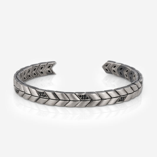 V linked Adjustable Cuff Style Bangle/kadaa/Handcuff | 925 Sterling Silver Bracelet | With Certificate of Authenticity and 925 Hallmark
