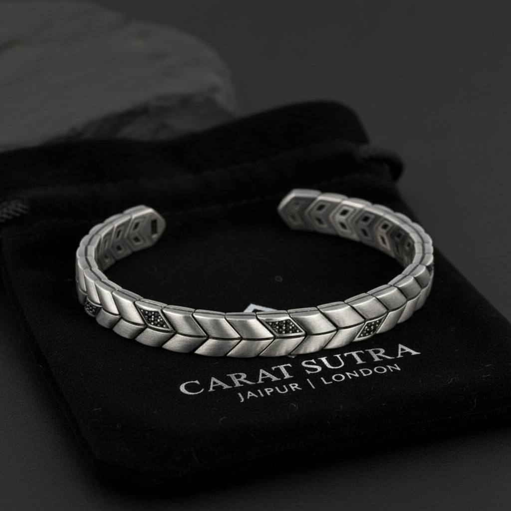 V linked Adjustable Cuff Style Bangle/kadaa/Handcuff | 925 Sterling Silver Bracelet | With Certificate of Authenticity and 925 Hallmark