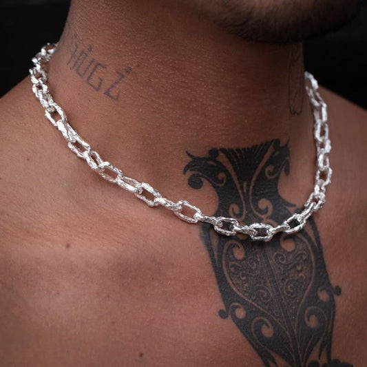 Unique Hammered Box type Handmade Solid Chain | 925 Sterling Silver Chain | With Certificate of Authenticity and 925 Hallmark