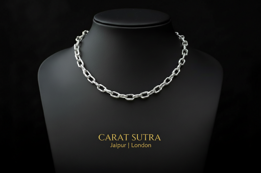 Unique Hammered Box type Handmade Solid Chain | 925 Sterling Silver Chain | With Certificate of Authenticity and 925 Hallmark - caratsutra