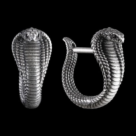 Unisex Antique finish snake Earrings | Rhodium Plated 925 Sterling Silver | With Certificate of Authenticity and 925 Hallmark