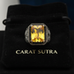 Rectangular Designed Turkish Style Ring with 13 ct Natural Yellow Citrine ,925 Sterling Silver Oxidized Ring | With Certificate of Authenticity and 925 Hallmark