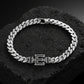 10mm Wide Solid Miami Cuban Link Bracelet with custom name initials studded with AAA black zircons | 925 Sterling Silver Bracelet | With Certificate of Authenticity and 925 Hallmark