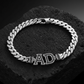 10mm Wide Solid Miami Cuban Link Bracelet with custom name initials studded with AAA black zircons | 925 Sterling Silver Bracelet | With Certificate of Authenticity and 925 Hallmark