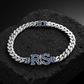 10mm Wide Solid Miami Cuban Link Bracelet with custom name initials studded with AAA black zircons | 925 Sterling Silver Bracelet | With Certificate of Authenticity and 925 Hallmark