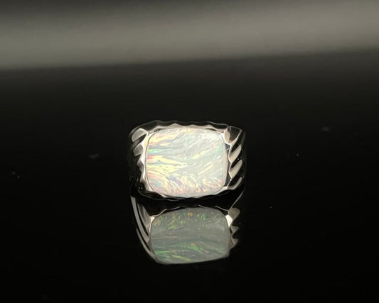 Unique Designed Turkish Style Ring with 10ct Fire Australian Opal | 925 Sterling Silver Oxidized Ring | With Certificate of Authenticity and 925 Hallmark