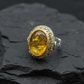 Unique Turkish Style Ring with Yellow Sapphire | 925 Sterling Silver Oxidized Ring | With Certificate of Authenticity and 925 Hallmark