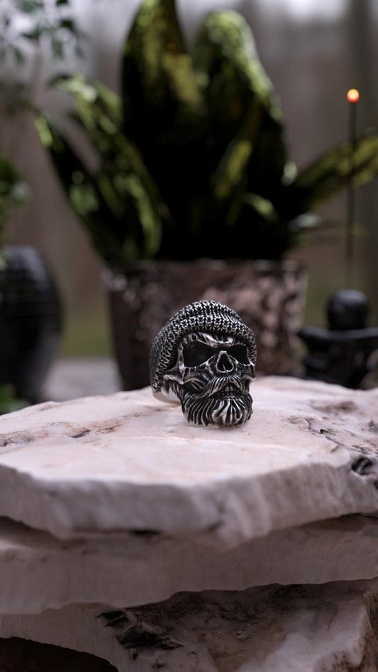 Unique Bearded Skull Ring | 925 Sterling Silver Oxidized Ring | Men's Jewelry | With Certificate of Authenticity and 925 Hallmark