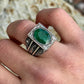 RARE PRINCE by CARAT SUTRA | Unique Designed Turkish Style Ring with Emerald | 925 Sterling Silver Oxidized Ring | Men's Jewelry | With Certificate of Authenticity and 925 Hallmark