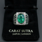 RARE PRINCE by CARAT SUTRA | Unique Designed Turkish Style Ring with Emerald | 925 Sterling Silver Oxidized Ring | Men's Jewelry | With Certificate of Authenticity and 925 Hallmark