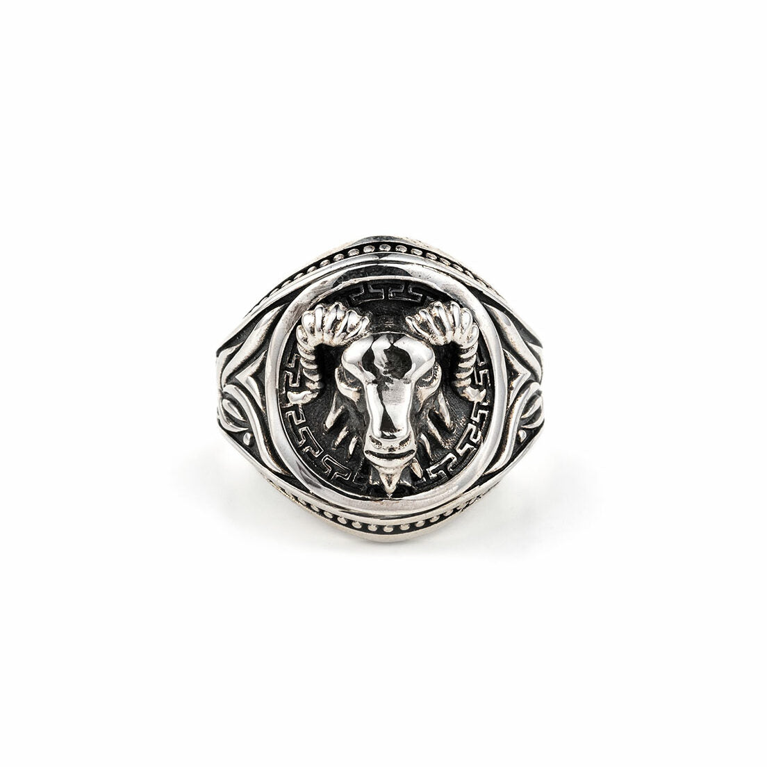 Unique Goat Ring with Versace design | 925 Sterling Silver Oxidized Ring | With Certificate of Authenticity and 925 Hallmark