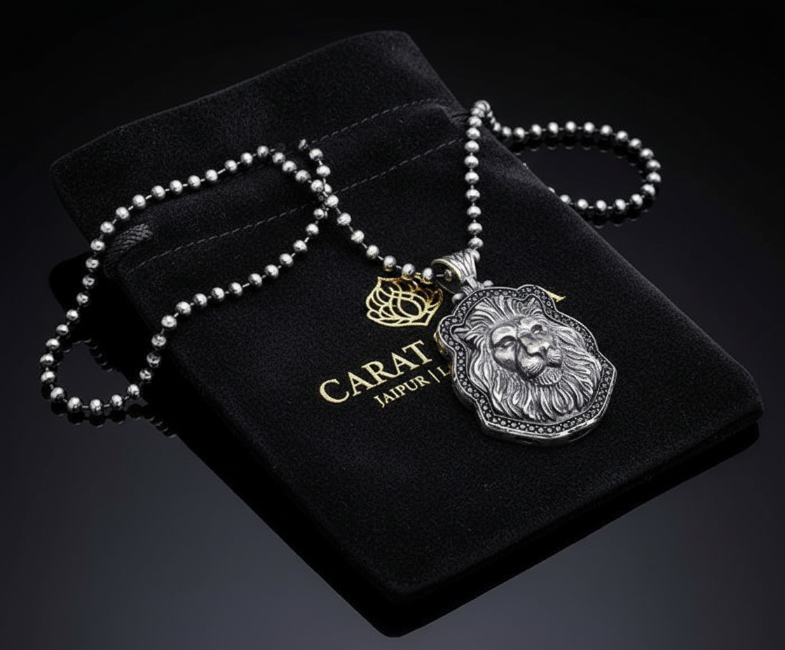 Unique Designed Lion Pendant for Men | 925 Sterling Silver Oxidized Pendant | Men's Jewelry | With Certificate of Authenticity and 925 Hallmark