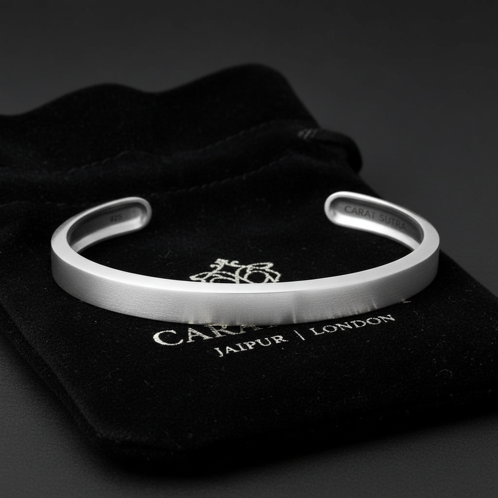 Brush & Matt Finish Adjustable Cuff Style Bangle/kadaa/Handcuff | 925 Sterling Silver Bracelet | With Certificate of Authenticity and 925 Hallmark