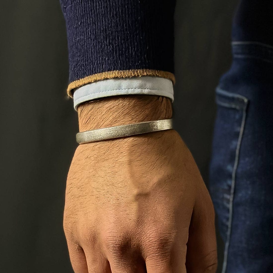 Brush & Matt Finish (Dark) Adjustable Cuff Style Bangle/kadaa/Handcuff | 925 Sterling Silver Bracelet | With Certificate of Authenticity and 925 Hallmark
