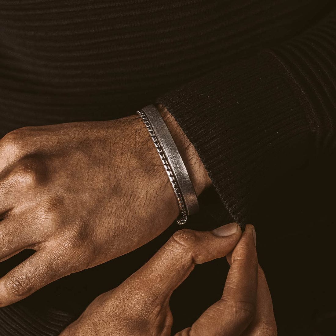 Brush & Matt Finish (Dark) Adjustable Cuff Style Bangle/kadaa/Handcuff | 925 Sterling Silver Bracelet | With Certificate of Authenticity and 925 Hallmark