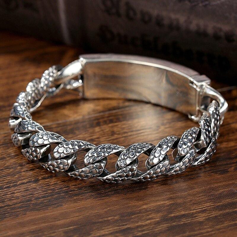 16mm wide Unique Embossed Dragon Bracelet for Men | 925 Sterling Silver Bracelet | With Certificate of Authenticity and 925 Hallmark