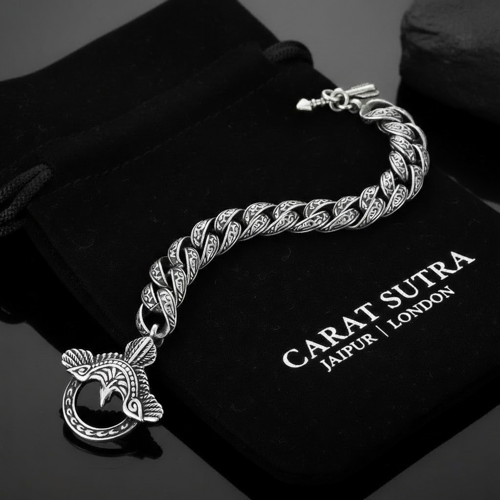 16mm wide Unique Embossed Eagle Bracelet for Men | 925 Sterling Silver Bracelet | With Certificate of Authenticity and 925 Hallmark
