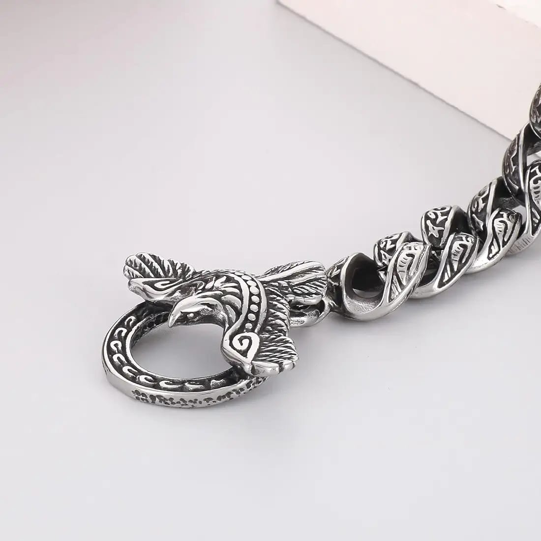16mm wide Unique Embossed Eagle Bracelet for Men | 925 Sterling Silver Bracelet | With Certificate of Authenticity and 925 Hallmark