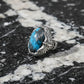 RARE PRINCE by CARAT SUTRA | Biker Guy, Oval shaped Turkish Style Ring with Natural Irani Turquoise (Firoza) with Eagle | 925 Sterling Silver Oxidized Ring | Men's Jewelry | With Certificate of Authenticity and 925 Hallmark