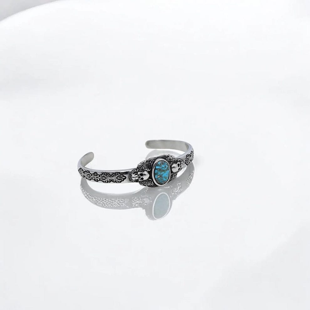 RARE PRINCE by CARAT SUTRA | Heavy Lion Chain Bracelet with Natural Irani Turquoise (Firoza) for Men | 925 Sterling Silver Bracelet | Men's Jewelry | With Certificate of Authenticity and 925 Hallmark