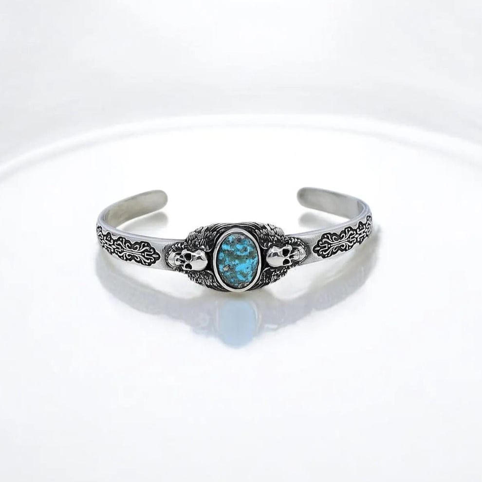 RARE PRINCE by CARAT SUTRA | Heavy Lion Chain Bracelet with Natural Irani Turquoise (Firoza) for Men | 925 Sterling Silver Bracelet | Men's Jewelry | With Certificate of Authenticity and 925 Hallmark