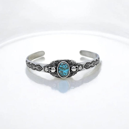 RARE PRINCE by CARAT SUTRA | Heavy Lion Chain Bracelet with Natural Irani Turquoise (Firoza) for Men | 925 Sterling Silver Bracelet | Men's Jewelry | With Certificate of Authenticity and 925 Hallmark