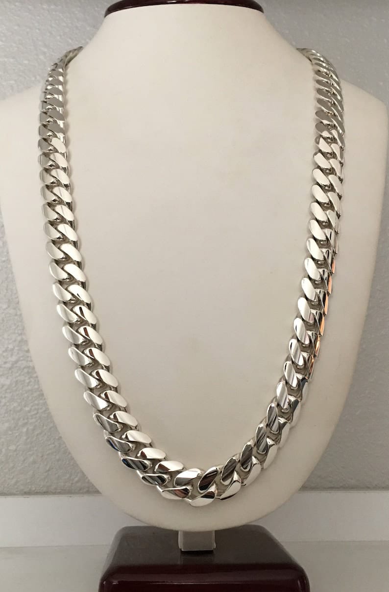 18mm Wide Solid Miami Cuban Link Chain | 925 Sterling Silver Chain | Men's Jewelry | With Certificate of Authenticity and 925 Hallmark