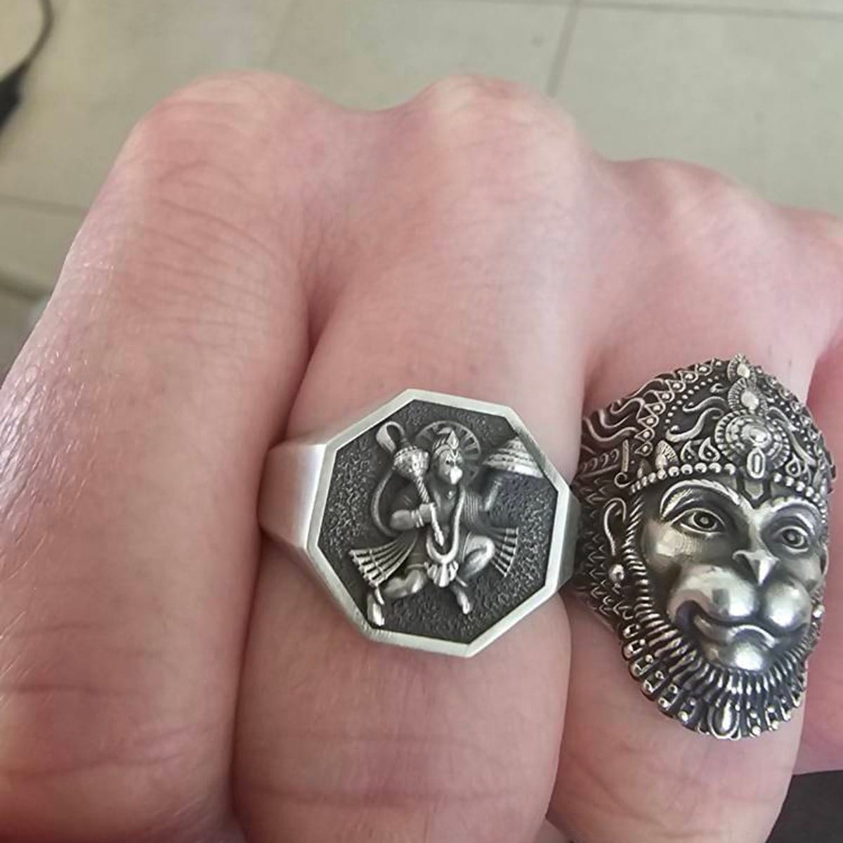 Antique Designed Hanuman Ji Ring | 925 Sterling Silver Oxidized Ring | Men's Jewelry | With Certificate of Authenticity and 925 Hallmark (Copy)