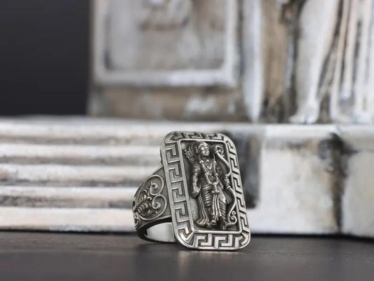 Antique Designed Ram Bhagwan Ring | 925 Sterling Silver Oxidized Ring | Men's Jewelry | With Certificate of Authenticity and 925 Hallmark